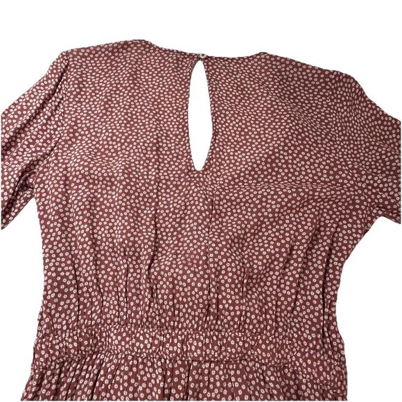 Abercrombie & Fitch Romper Floral Boho Split Back Maroon Sz S Festival Bloomcore - Picture 3 of 16